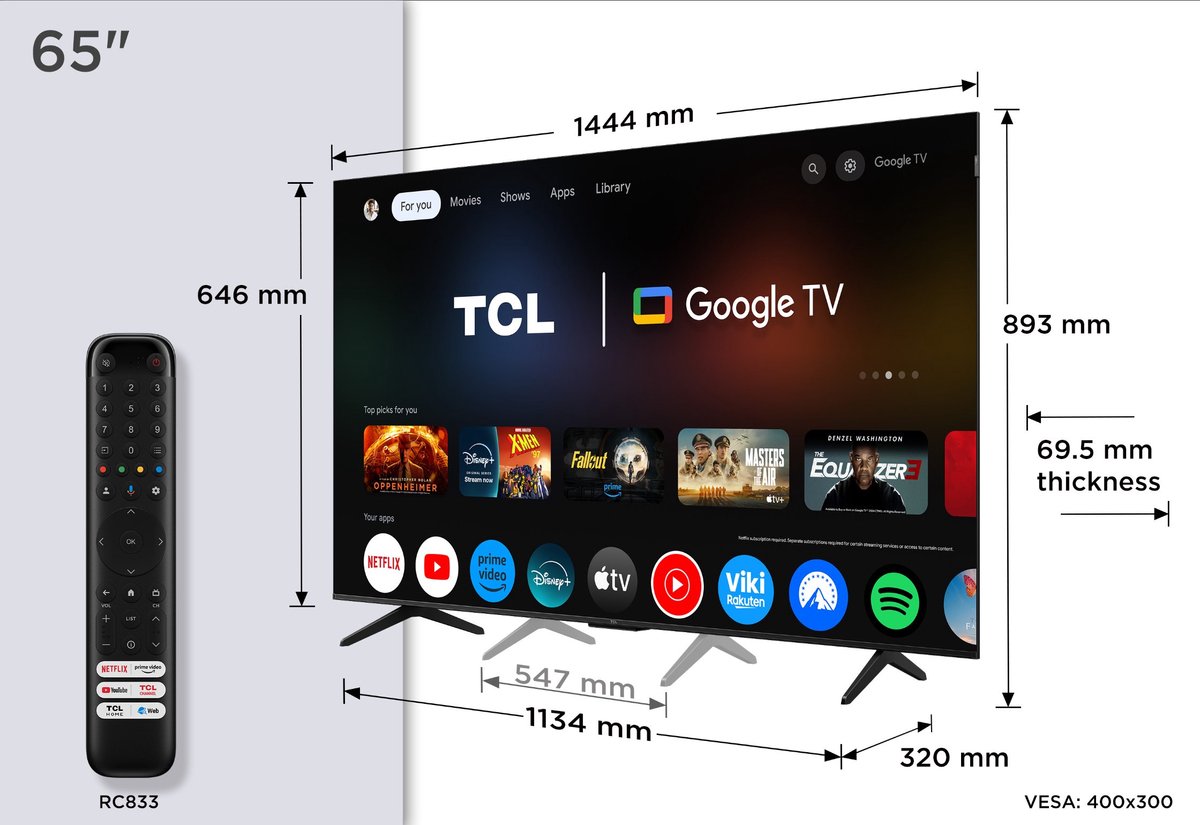 TCL 65P71K - 65 inch - 4K QLED - 2025 - Afbeelding 2