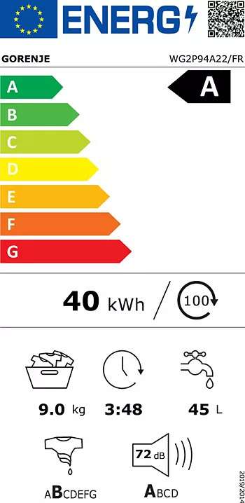 GORENJE WG2P94A22 - Afbeelding 7